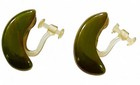 Vintage 1930   s Art Deco Wwii Era Spinach Green Bakelite Crescent Earrings