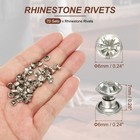 6mm Leather Rivets  70 Sets Rhinestone Studs Rivet  Transparent Silver Tone