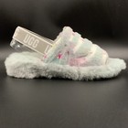 Ugg Fluff Yeah Slide Womens Us 9 Grey Tiger Flower Slingback Slipper Sandal 