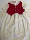 Vintage Nannette Lace Christmas Holiday Party Dress Red White Girls Toddler 2t