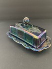 Vintage Indiana Carnival Glass Harvest Grapes Butter Dish With Lid Rare Find