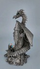 Retired Rawcliffe Pewter Figurine Emerald Eye Dragon Wrapped Around Tower   