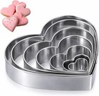 7 Pack Fondant Pastry Biscuit Molds Heart Cookie Cutter Set Stainless Steel   