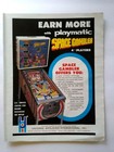 Space Gambler Playmatic Pinball Machine Magazine Ad Retro Game Art 1977 Vintage