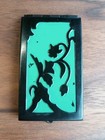 Vintage Art Deco Compact Green   Black Floral Vine Makeup Mirror Hinge Metal