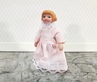 Dollhouse Miniature Girl Doll Little Sister Porcelain Pink Dress 1 12 Scale