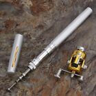 Fishing Rod Mini Portable Pocket Fish Pen Pole Reel Shape Aluminum Alloy -silver