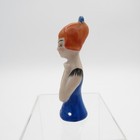 Antique Goebel Doll  Cobalt Dress  With Red Hair  Half Doll