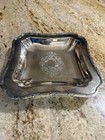 Vintage Silver Plated Footed Serving Tray Dish Ornate Square Bowl 11   