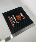 Tito   s Handmade Vodka Style Rubber Bar Mat 11 5  Square Black With Orange Logo
