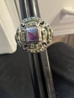 Matl Matilde Poulat  Mid Century Mexico Sterling Amethyst Turquoise Ring Sz 6