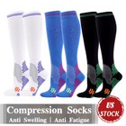 3 Pair Sports Long Tube Compression Socks Exercise Pressure Stockings Hose S-xxl