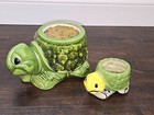 2 Vintage Mcm Turtle With Sneakers Planters  Pottery