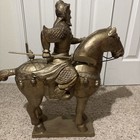 Antique Guan Yu Wood Carving Retro Vintage Chinese Warrior Figure Statue Carved