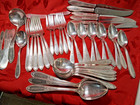Wm Rogers  son Aa  Silverplate Flatware Set 1925 Triumph Monogramed Spoons