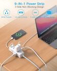 Power Strip Surge Protector  Extension Cord Flat Plug  6 Widely Outlets With 3 U