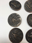 Lot Of 12 Matching Vintage Victorian Metal Buttons Flying Bird Art Nouveau