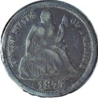 Vintage - 1875 Liberty Seated  900 Silver Dime Love Token - W A W - Lt 1051