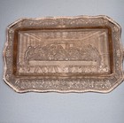 Vintage Tiara Indiana Glass Bread Plate Tray Light Pink 11  X 7 The Last Supper