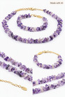 Natural Amethyst Necklace   Bracelet Set  Handmade Purple Gemstone Jewelry Gift