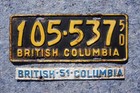 1950 1951 British Columbia Canada License Plate With Tab