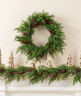 Glitzhome 24  Cedar Berry Christmas Wreath Front Door Rustic Holiday Decor Porch