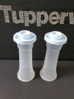 Tupperware Large Hourglass Salt   Pepper Shaker Set Light Blue Seals
