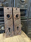 Vintage Eastlake Cast Iron Knob Back Plate Set Antique Keyhole Victorian Ornate