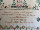 Large 1940s Framed Cross-stitch Sampler  give Me A House To Call My Own  Vintage