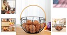 Farmhouse Wire Egg Basket W  Wood Handle Vintage Metal Kitchen Counter Decor