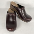 Dansko Shoes Womens Size 39 Burgundy Leather Slip On Clogs Comfort Work Mules