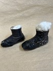 Antique Vintage Victorian Black Leather Baby Child Shoes Boots Button Up High