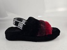 Ugg Fluff Yeah Slide Women s Black   Burgundy   Red Sheepskin Sandals Us Size 8m