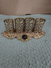 Vintage Hollywood Regency W stones Lipstick 4 Holder Filigree Mcm