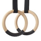 Wood Gymnastic Rings 1  1 25  Exercise Ring Set W  Adjustable Straps  Grip Tape