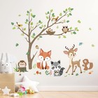 Woodland Animals Tree Wall Stickers Fox Deer Owl Wall Decals Baby Nursery Kid   