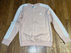 Adidas Women s Essentials 3-stripes Fleece Sweatshirt Halo Blush Sz Small New