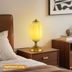 Vintage Green Glass Table Lamp  Art Deco Mid Century Modern Bedside Lamp  Bed   