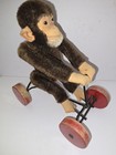 Wow Vintage German Steiff Toy Monkey On Riding Cart  Bike