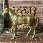 Vintage Large Solid Brass Horse Statue Sculpture 29  H 34  L Mid Century Decor
