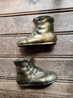 Rare Pair Of Vintage Victorian Baby Bronze Shoes Candleholder Candlesticks 