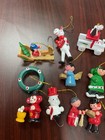 Vintage Wooden Christmas Ornaments Miniature Tiny Small Lot Of 17 Handpainted