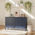 Navy 6 Drawer Dresser With Metal Drawer Slides  Mdf For Bedroom