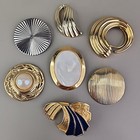Vintage Scarf Clip Lot Of 10 Monet Oval Mop Gold Tone Swirls