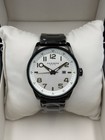 Akribos Xxiv Men s Silver Dial Black Stainless Steel Quartz Watch 44mm   Ak956ss
