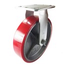 4 Heavy Duty Caster 8  Polyurethane Cast Iron Wheels Rigid Swivel   Brake Red