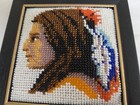 Vtg  Hand Beaded Indian Profile  Framed 