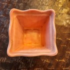 Vintage Mcm Pink Square Planter Scalloped Ridged Bisque Pottery Flower Pot