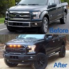 For 2015-2017 Ford F150 Grille Raptor Style Front Bumper Grill W led Matte Black