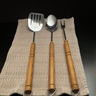 Vintage Foley Usa Grill Set   Spatula   Serving Fork   Spoon 16    Wood Handles